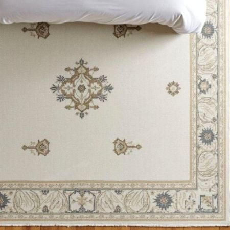 Handknotted Cream Beige Oushak Wool